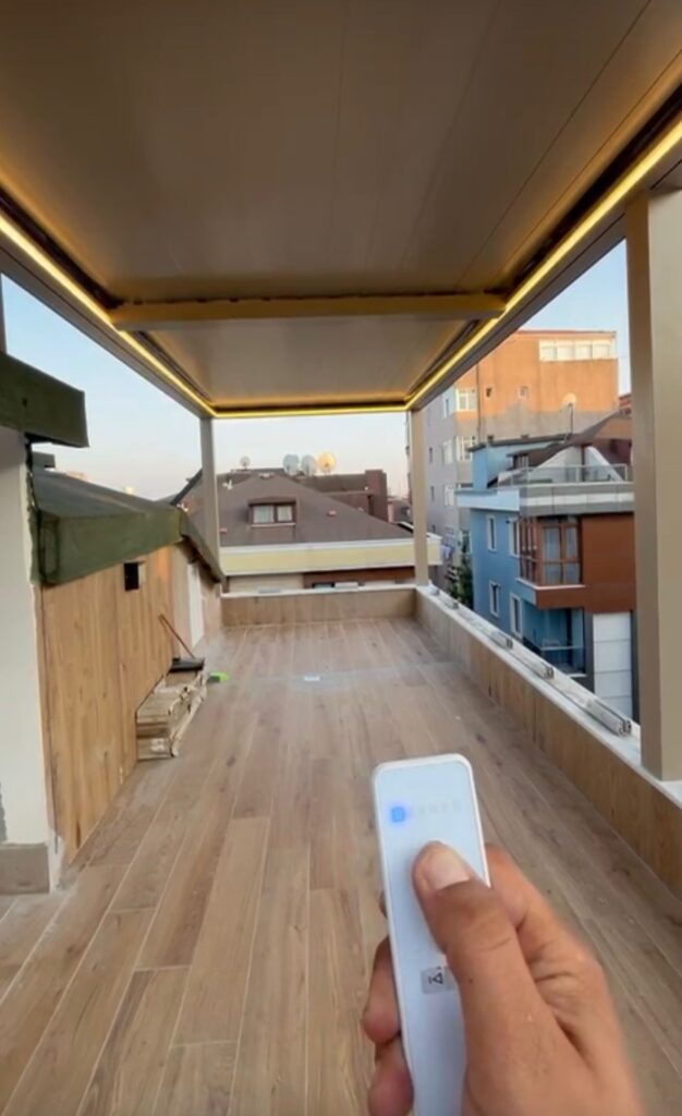 biyoklimatik pergola LED aydınlatma gece