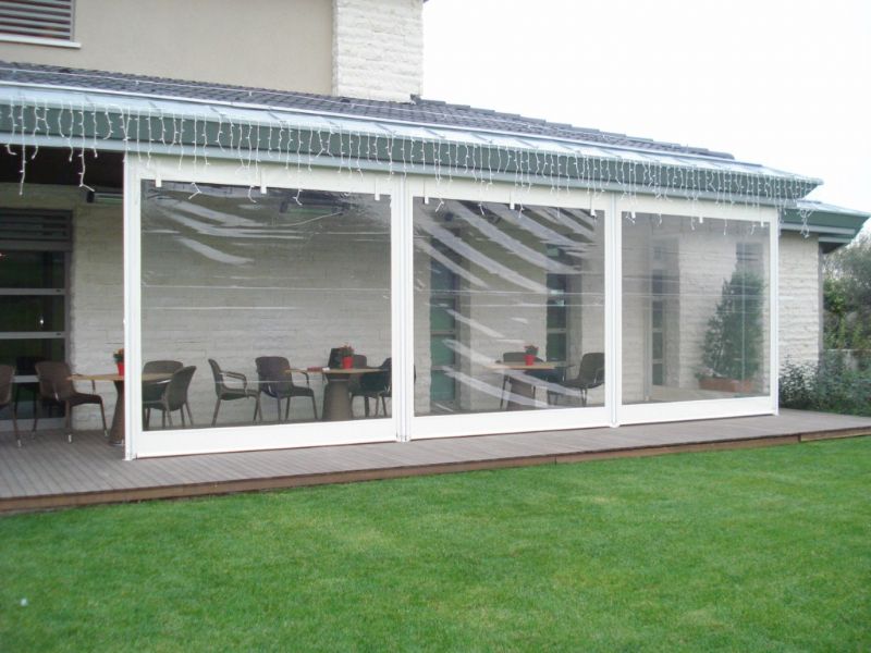 şeffaf PVC branda panel detay ray sistemi